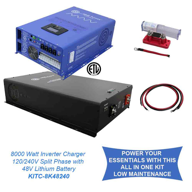 KITC-8K48240 - Off Grid / Back Up 8000 Watt Pure Sine Inverter Charger Split Phase 120V/2