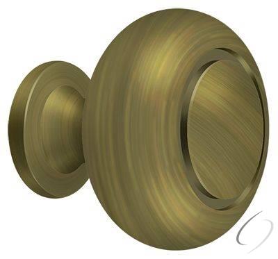 KR119U5 Knob Round Groove; Antique Brass Finish