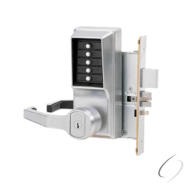 Left Hand Mechanical Pushbutton Lever Mortise Lock with Schlage Prep Satin Chrome Finish