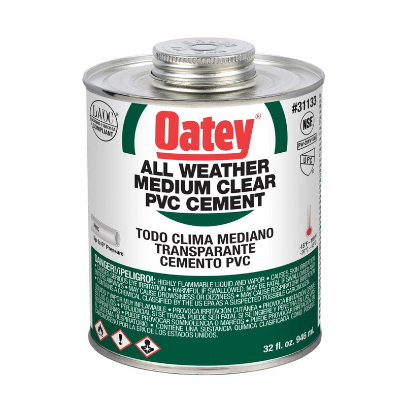 Oatey 31133 - PVC All Weather Clear Cement, 32 oz