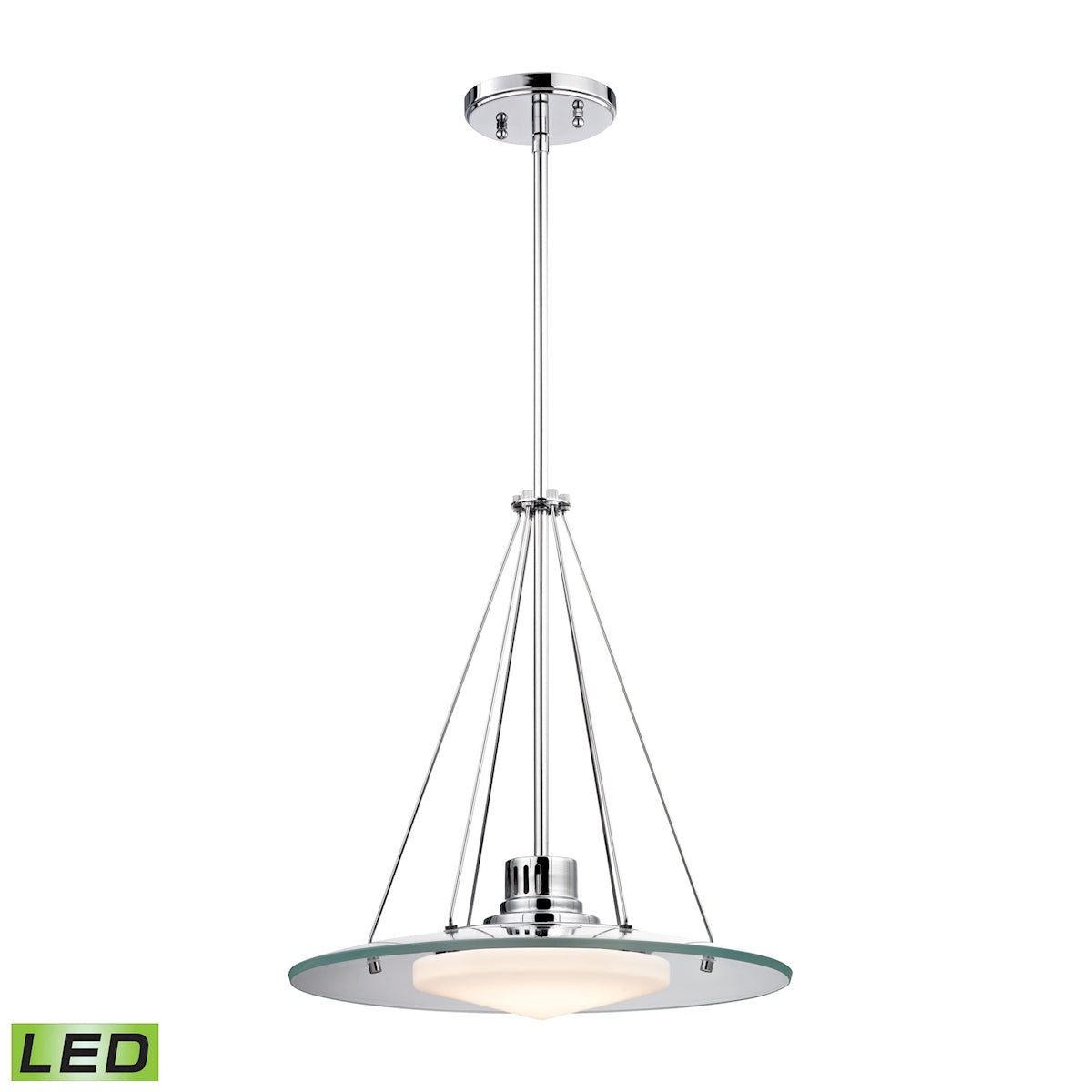 ELK Lighting LC414-PW-80 - Tribune 16" Wide 1-Light Pendant in Chrome with Opal Glass - Integrated L
