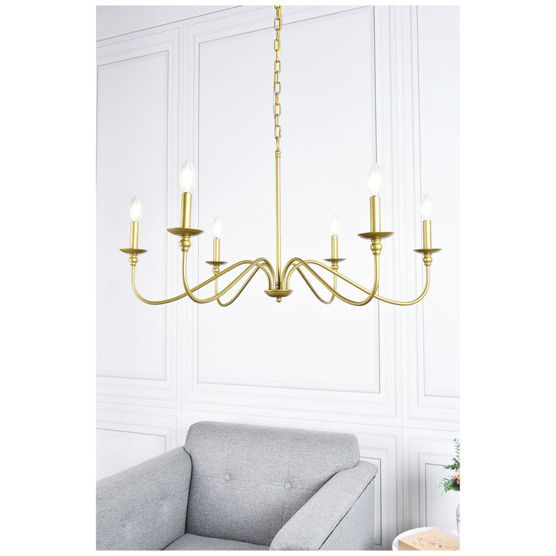 Elegant Lighting Rohan 6 Light 36" Chandelier