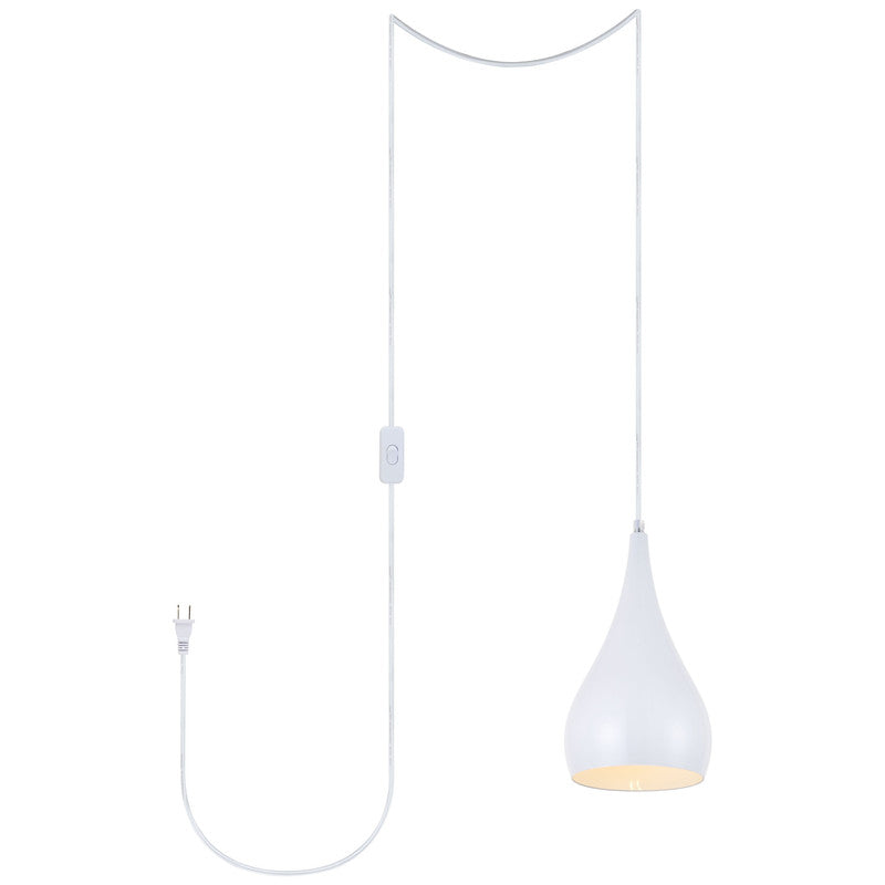 Elegant Lighting Nora 1 Light 6" Pendant with Plug-in Cord