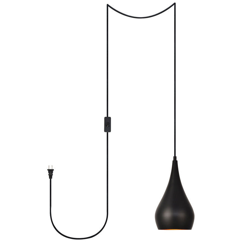 Elegant Lighting Nora 1 Light 6" Pendant with Plug-in Cord