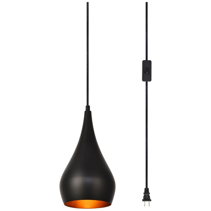 Elegant Lighting Nora 1 Light 6" Pendant with Plug-in Cord