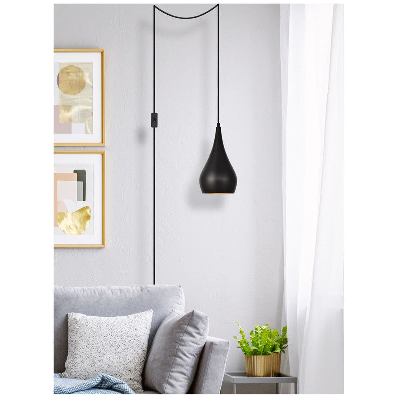 Elegant Lighting Nora 1 Light 6" Pendant with Plug-in Cord
