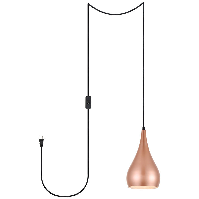 Elegant Lighting Nora 1 Light 6" Pendant with Plug-in Cord