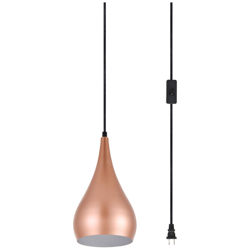 Elegant Lighting Nora 1 Light 6" Pendant with Plug-in Cord