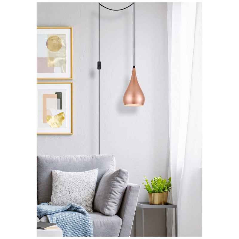 Elegant Lighting Nora 1 Light 6" Pendant with Plug-in Cord