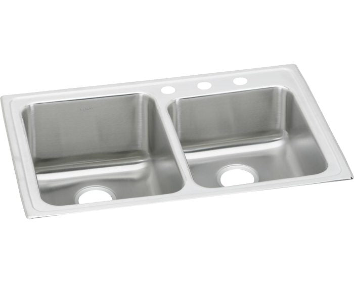 Elkay LGR33223 - Elkay Lustertone Classic Stainless Steel 33" x 22" x 10", Offset Double Bowl Drop-i