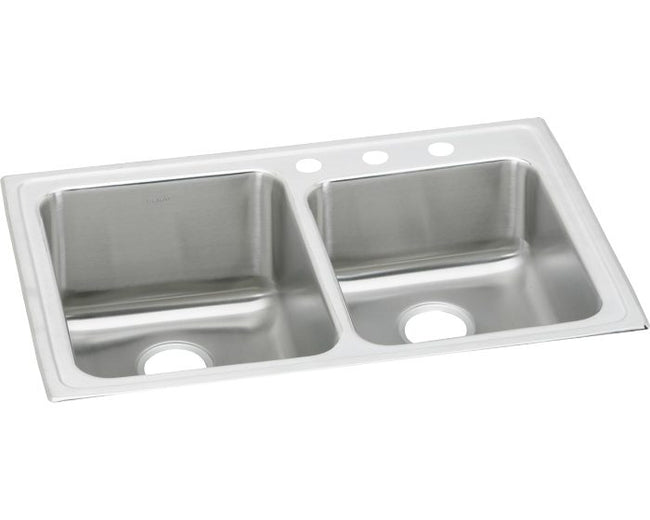 Elkay LGR33223 - Elkay Lustertone Classic Stainless Steel 33" x 22" x 10", Offset Double Bowl Drop-i