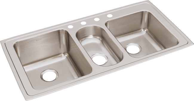 Elkay LGR43224 - Elkay Lustertone Classic Stainless Steel 43" x 22" x 10", Triple Bowl Drop-in Sink