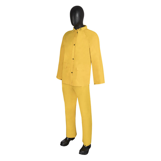 1320  - Durawear 3 Piece PVC / Polyester Yellow Rainsuit