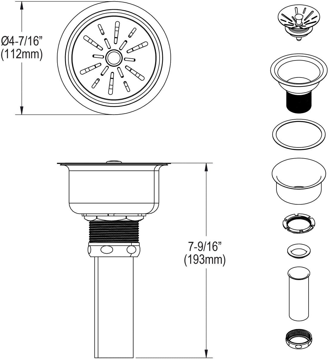 Elkay LK99 - Elkay Deluxe Drain 3-1/2" Type 304 Stainless Steel Body