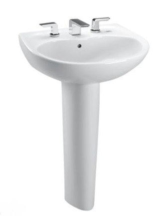 Toto LPT242.8G#11 - Prominence 8" Pedestal Bathroom Sink with 3 Faucet Holes Drilled and Pedestal- C