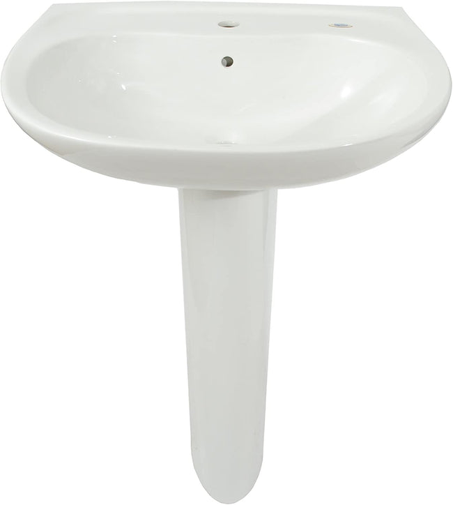 LPT242G#01 - Prominence Oval Basin Pedestal Sink - Single Hole - Cotton White