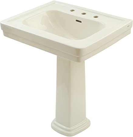 Toto LPT532.8N#12 - Promenade 24" Pedestal Bathroom Sink with 3 Faucet Holes Drilled, 8" Faucet center and Overflow-COLONIAL WHITE