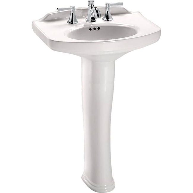 Toto LPT642.8#11 - Dartmouth 24-1/4" Pedestal Bathroom Sink with 3 Faucet Holes Drilled,8"Faucet Centers  and Overflow-Colonial White