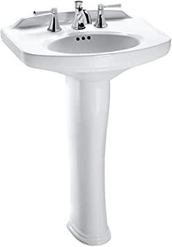 Toto LPT642#01 - Dartmouth 24-1/4" Pedestal Bathroom Sink with Single Faucet Hole Drilled and Overfl