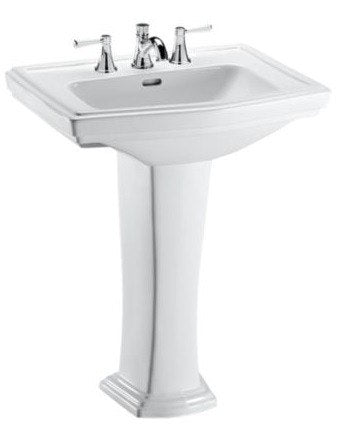 Toto LPT780.4#03 - Clayton 27" Pedestal Bathroom Sink with 3 Faucet Holes Drilled and Overflow-Bone
