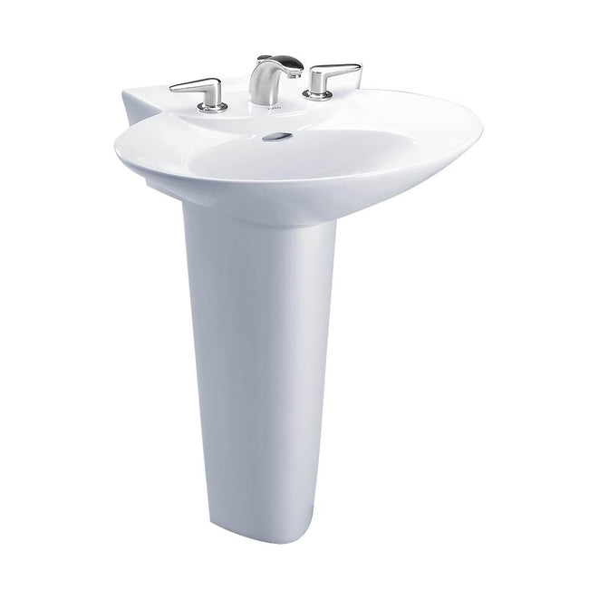 Toto LPT908.4N#01 - Pacifica 25-5/8" Pedestal Bathroom Sink with 3 Faucet Holes Drilled and 4" fauce