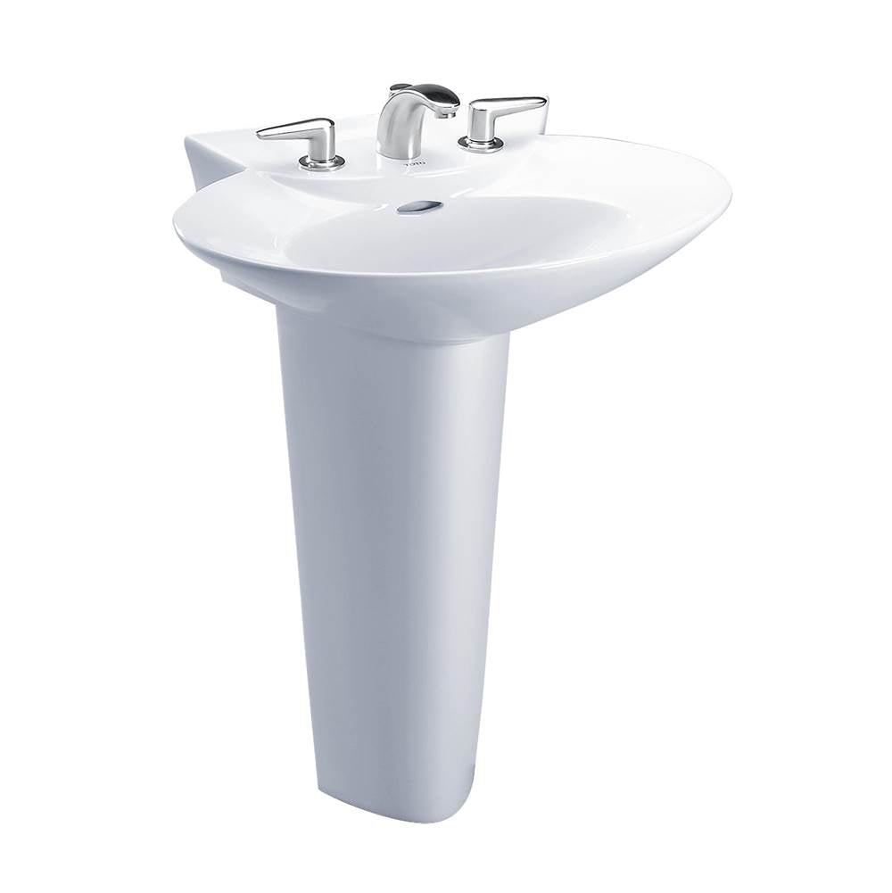 Toto LPT908.4N#01 - Pacifica 25-5/8" Pedestal Bathroom Sink with 3 Faucet Holes Drilled and 4" fauce