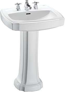 Toto LPT970#01 - Guinevere 27-1/8" Pedestal Bathroom Sink with Single Faucet Hole Drilled and Overfl