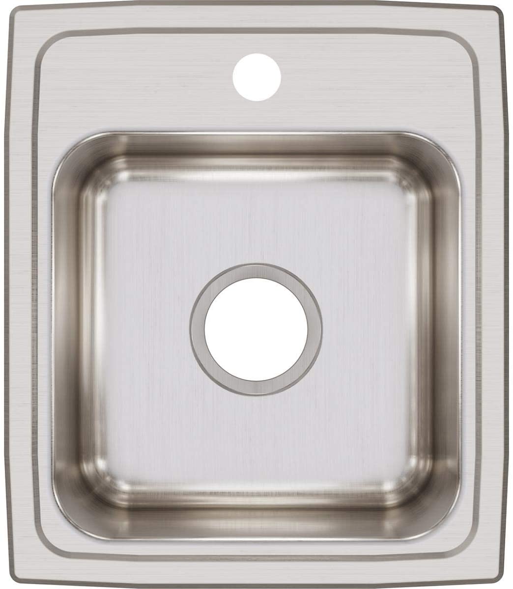 Elkay LR15171 - 18 Gauge Stainless Steel 15" x 17.5" x 7.625" Single Bowl Drop-in Bar/Prep Sink