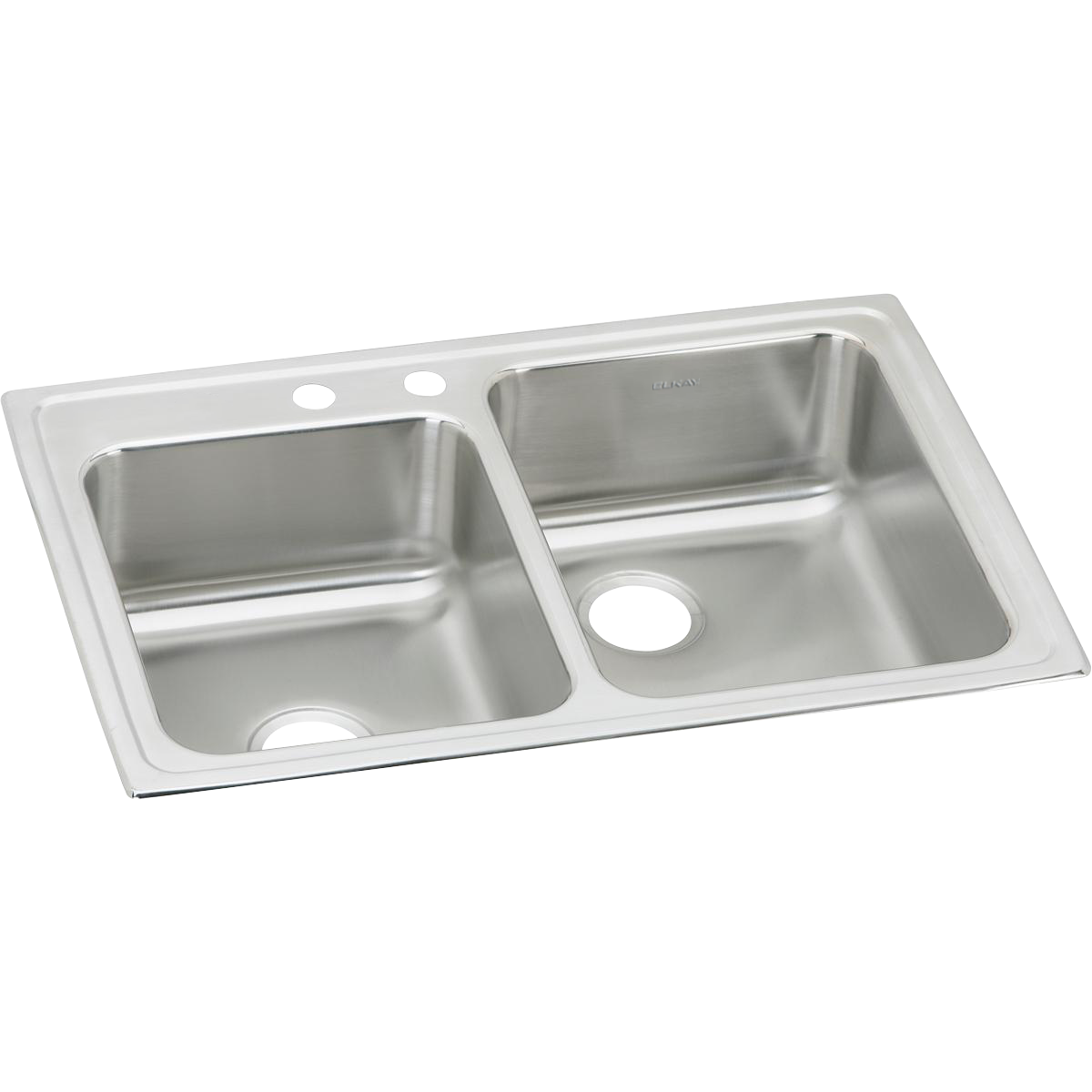 Elkay LR250L2 - Elkay Lustertone Classic Stainless Steel 33" x 22" x 7-7/8", Offset Double Bowl Drop