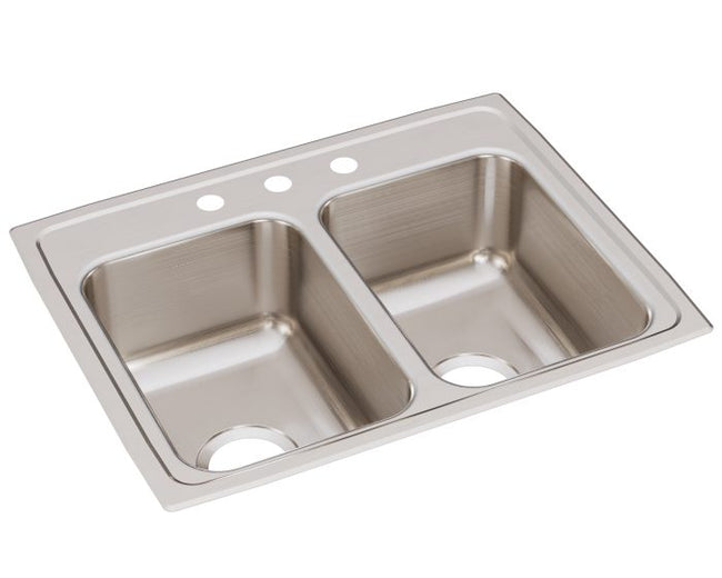 Elkay LR25193 - 18 Gauge Stainless Steel 25" x 19.5" x 7.625" Double Bowl Drop-in Kitchen Sink