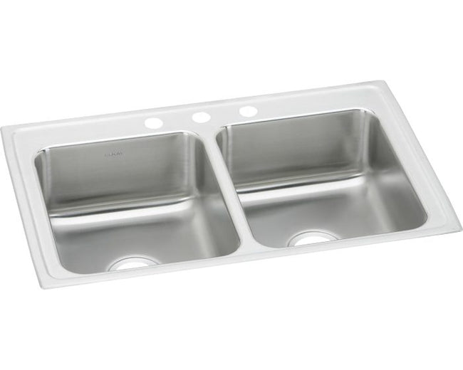 Elkay LR33213 - Elkay Lustertone Classic Stainless Steel 33" x 21-1/4" x 7-7/8", Equal Double Bowl D