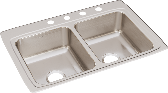Elkay LR33224 - Elkay Lustertone Classic Stainless Steel 33" x 22" x 8-1/8", Equal Double Bowl Drop-