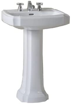 Toto LT970.8#03 - Guinevere 27-1/8" Pedestal Bathroom Sink with 3 Faucet Holes Drilled and Overflow-