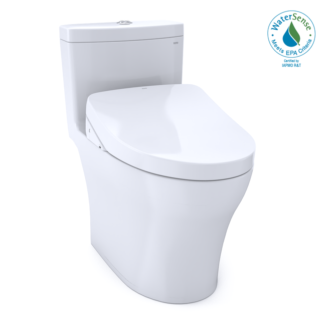 Toto MW6463046CUMFGA#01 - Aquia 0.8/1.0 GPF Dual Flush One Piece Elongated Chair Height Toilet with Dynamax Tornado Flush Technology - Seat Included- Cotton White
