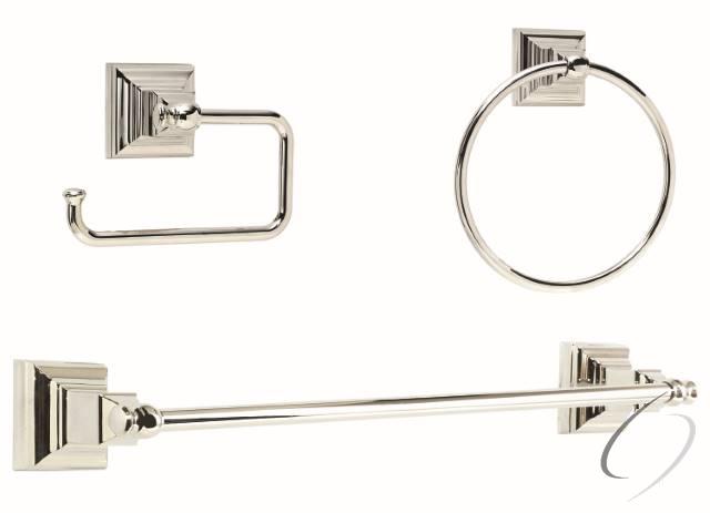 MARKHAMPN1 Bathroom Kit with BH26510PN Tissue Roll Holder BH26511PN Towel Ring BH26513PN Towel Bar Bright Nickel Finish