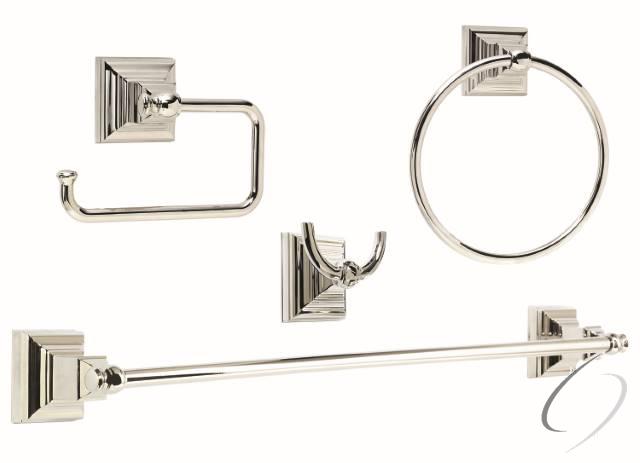 MARKHAMPN4 Bathroom Kit with BH26510PN Tissue Roll Holder BH26511PN Towel Ring BH26514PN Towel Bar BH26512PN Robe Hook Bright Nickel Finish