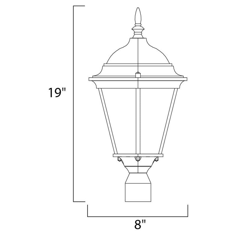 Maxim 1001BK - Westlake 1 Light 19" Post Light