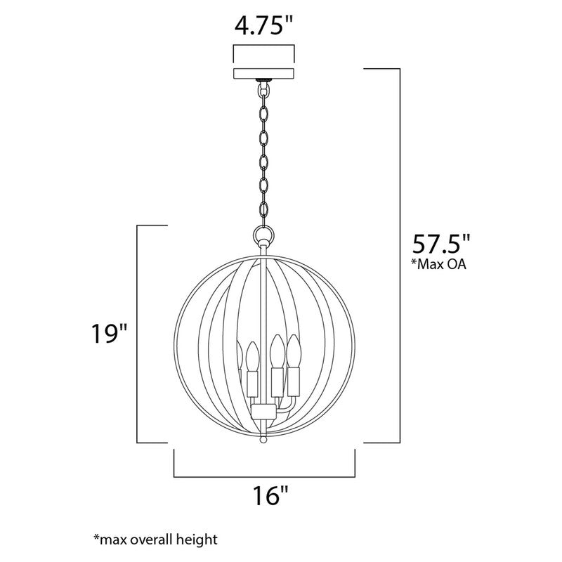 Maxim 10031BK - Provident 4 Light 19" Pendant