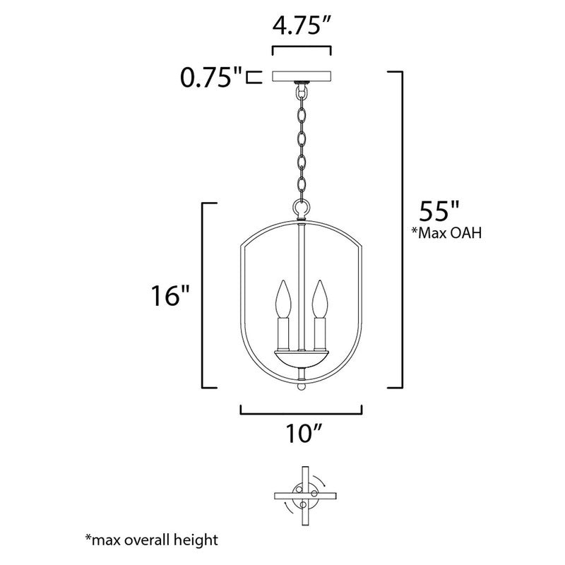 Maxim 10033BK - Provident 3 Light 16" Chandelier