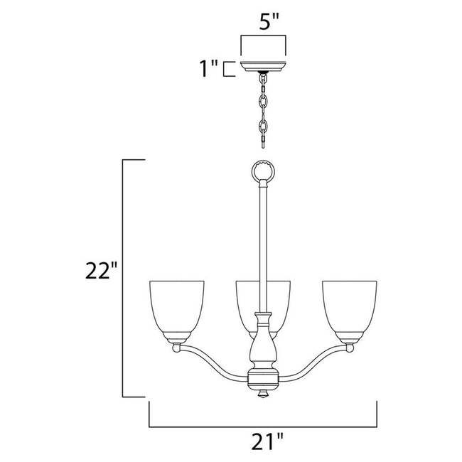 Maxim 10064FTBK - Stefan 3 Light 22" Chandelier