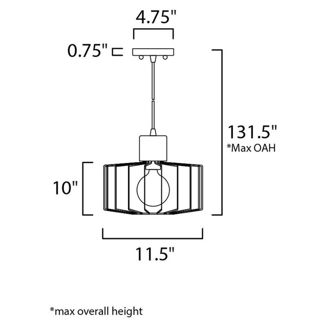 Maxim 10068BKNWD - Bjorn 1 Light 12" Pendant