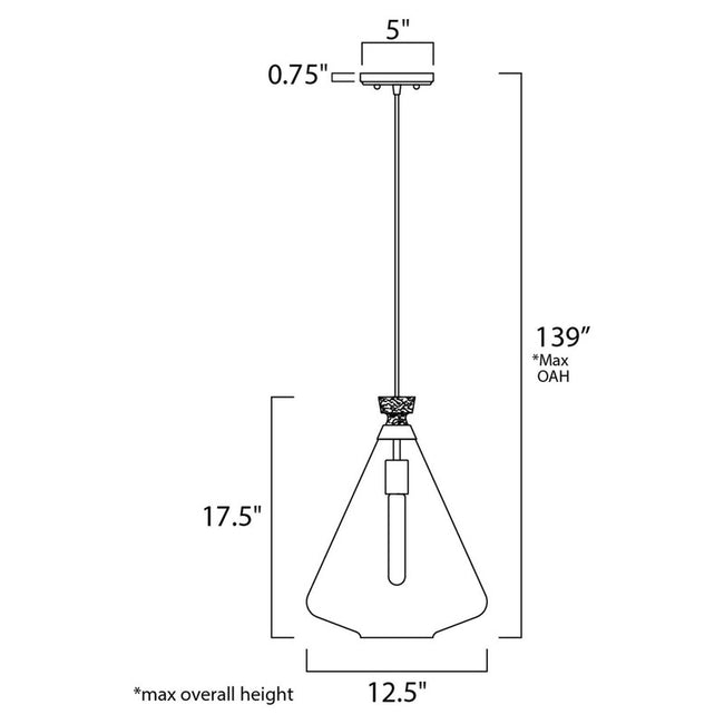 Maxim 10101CLWOAB - Abbott 1 Light 18" Pendant