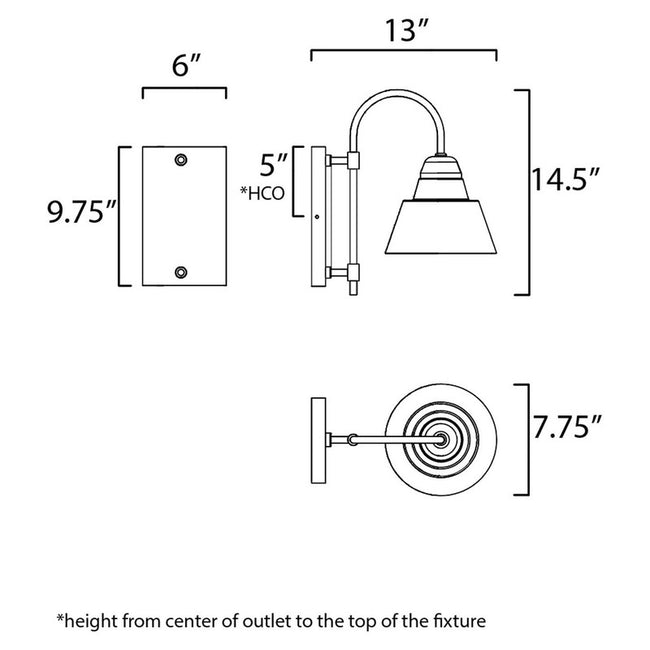 Maxim 10103BK - Shoreline 1 Light 15" Wall Sconce