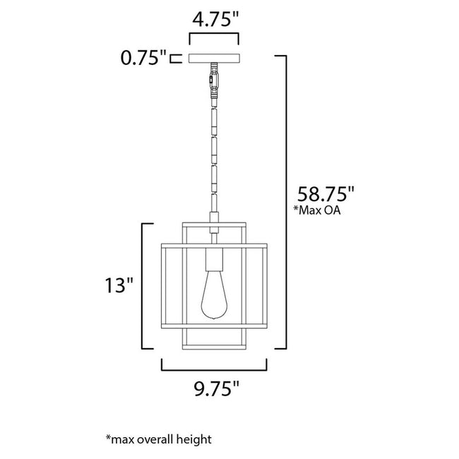 Maxim 10246BKSBR - Liner 1 Light 13" Pendant