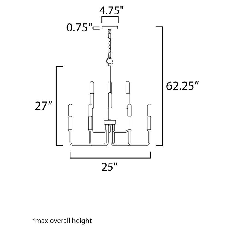 Maxim 10257BKGLD - Sullivan 9 Light 27" Chandelier