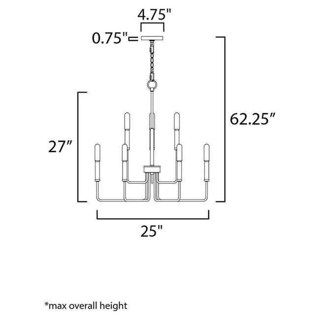 Maxim 10257BKGLD - Sullivan 9 Light 27" Chandelier