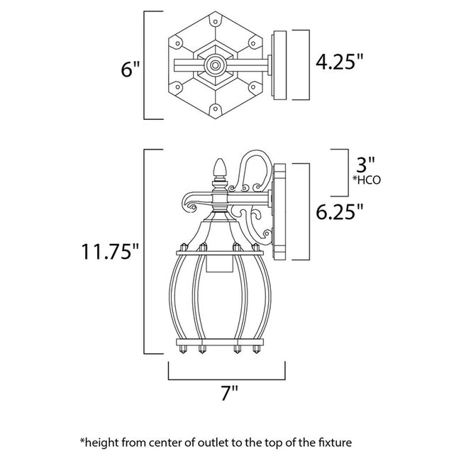 Maxim 1031BK - Crown Hill 1 Light 12" Wall Sconce