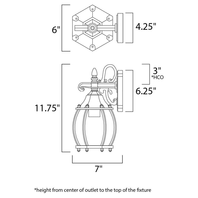 Maxim 1031BK - Crown Hill 1 Light 12" Wall Sconce