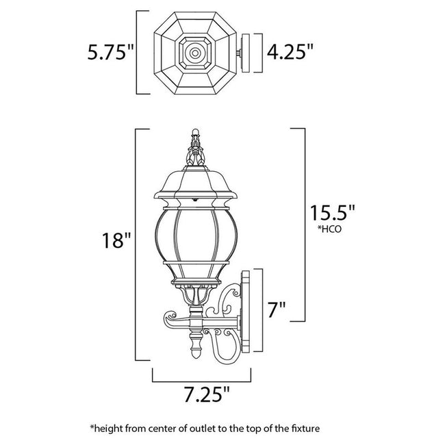 Maxim 1032BK - Crown Hill 1 Light 18" Wall Sconce