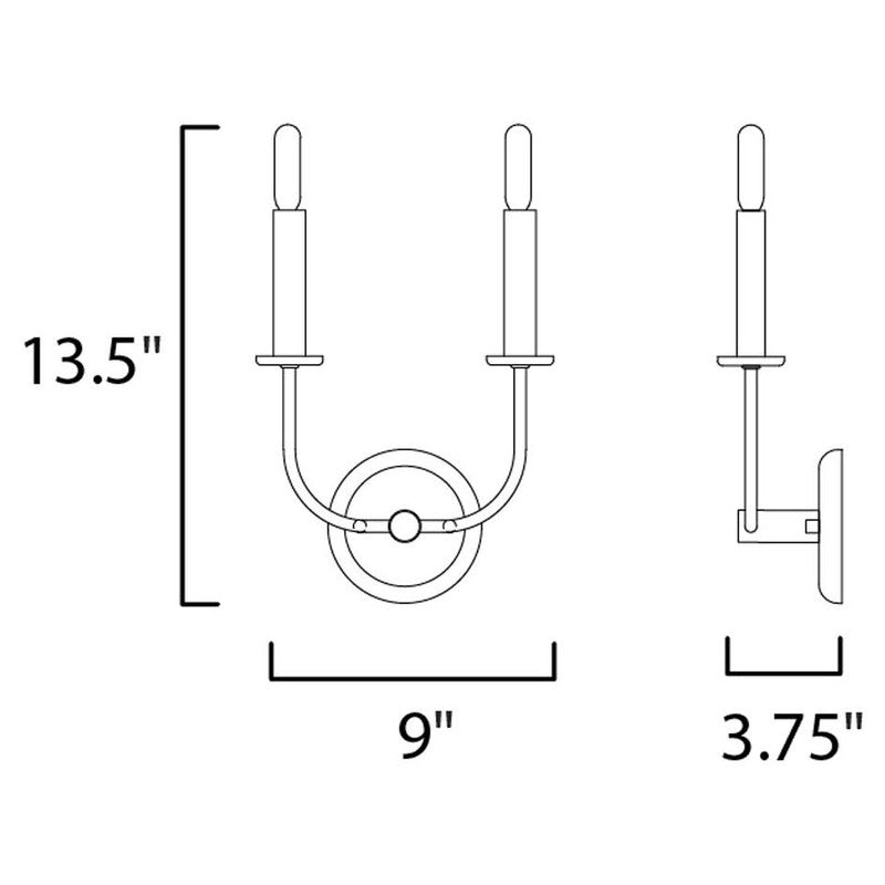 Maxim 10322BKSN - Wesley 2 Light 12" Wall Sconce